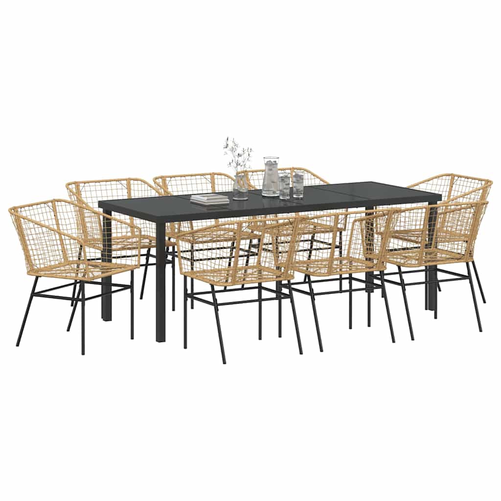 Have Spisebordssæt 9 pcs Brun polyrattan