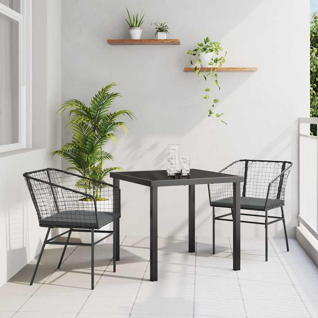 Have Spisebordssæt 3 pcs Sort polyrattan
