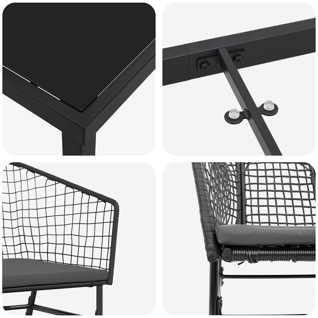 Have Spisebordssæt 5 pcs Sort polyrattan