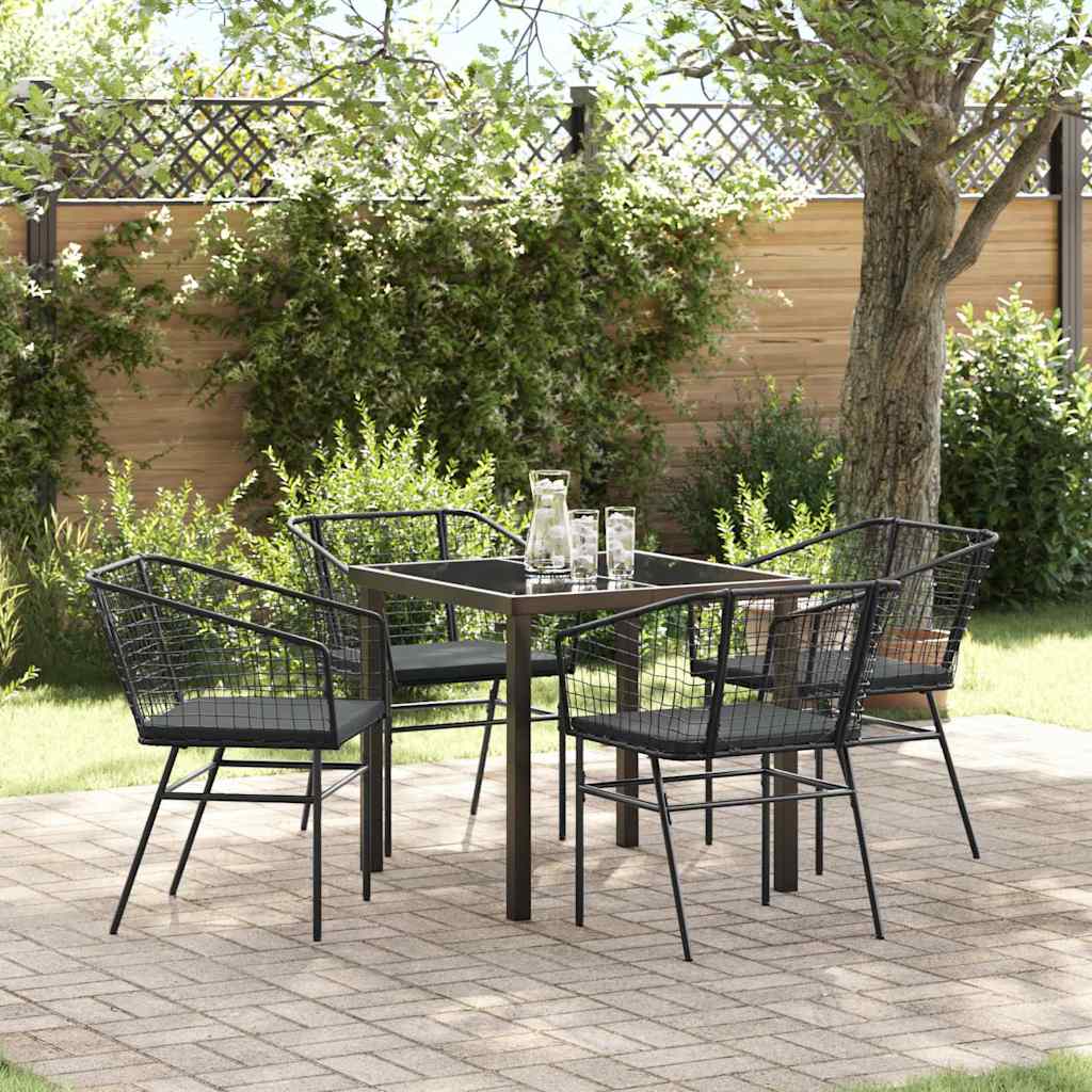 Have Spisebordssæt 5 pcs Sort polyrattan