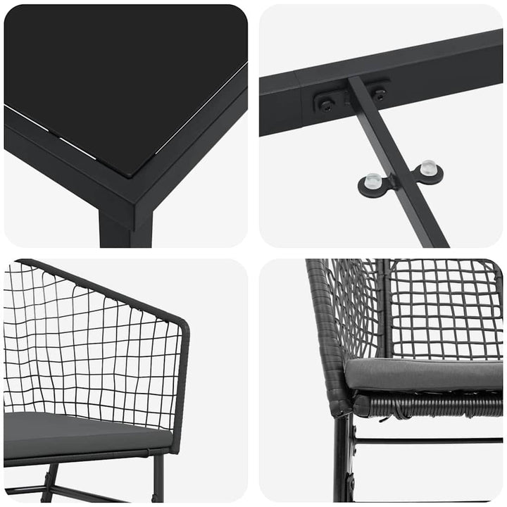 Have Spisebordssæt 5 pcs Sort polyrattan