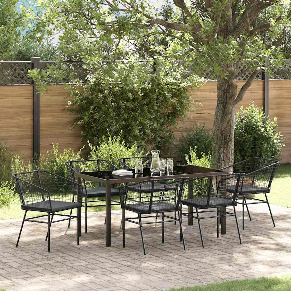 Have Spisebordssæt 7 pcs Sort polyrattan