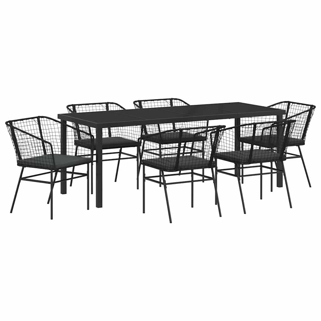 Have Spisebordssæt 7 pcs Sort polyrattan
