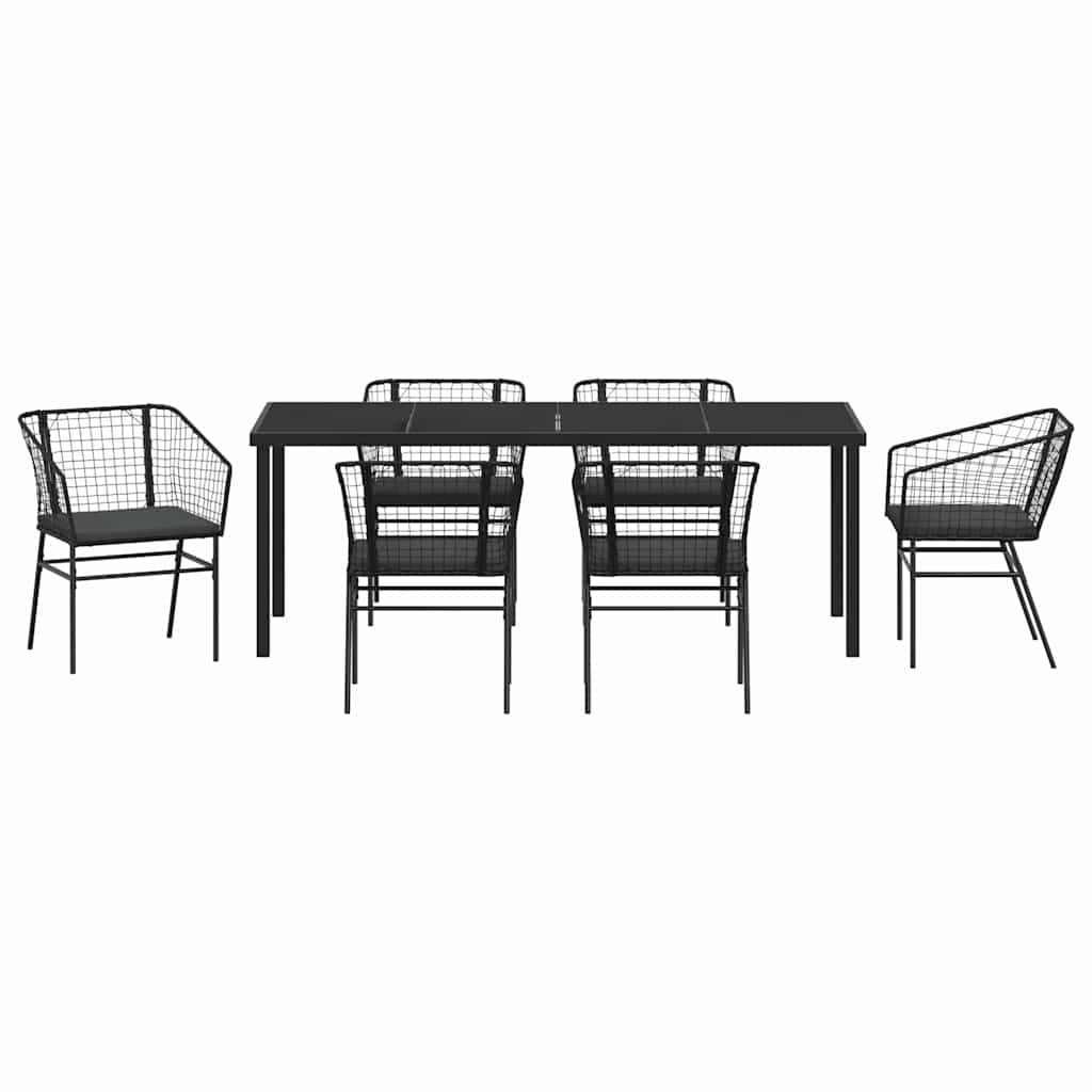 Have Spisebordssæt 7 pcs Sort polyrattan