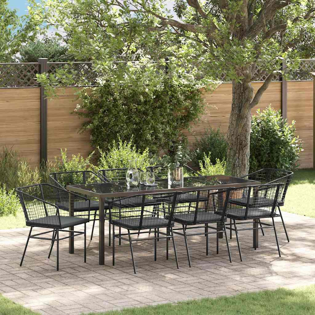 Have Spisebordssæt 9 pcs Sort polyrattan