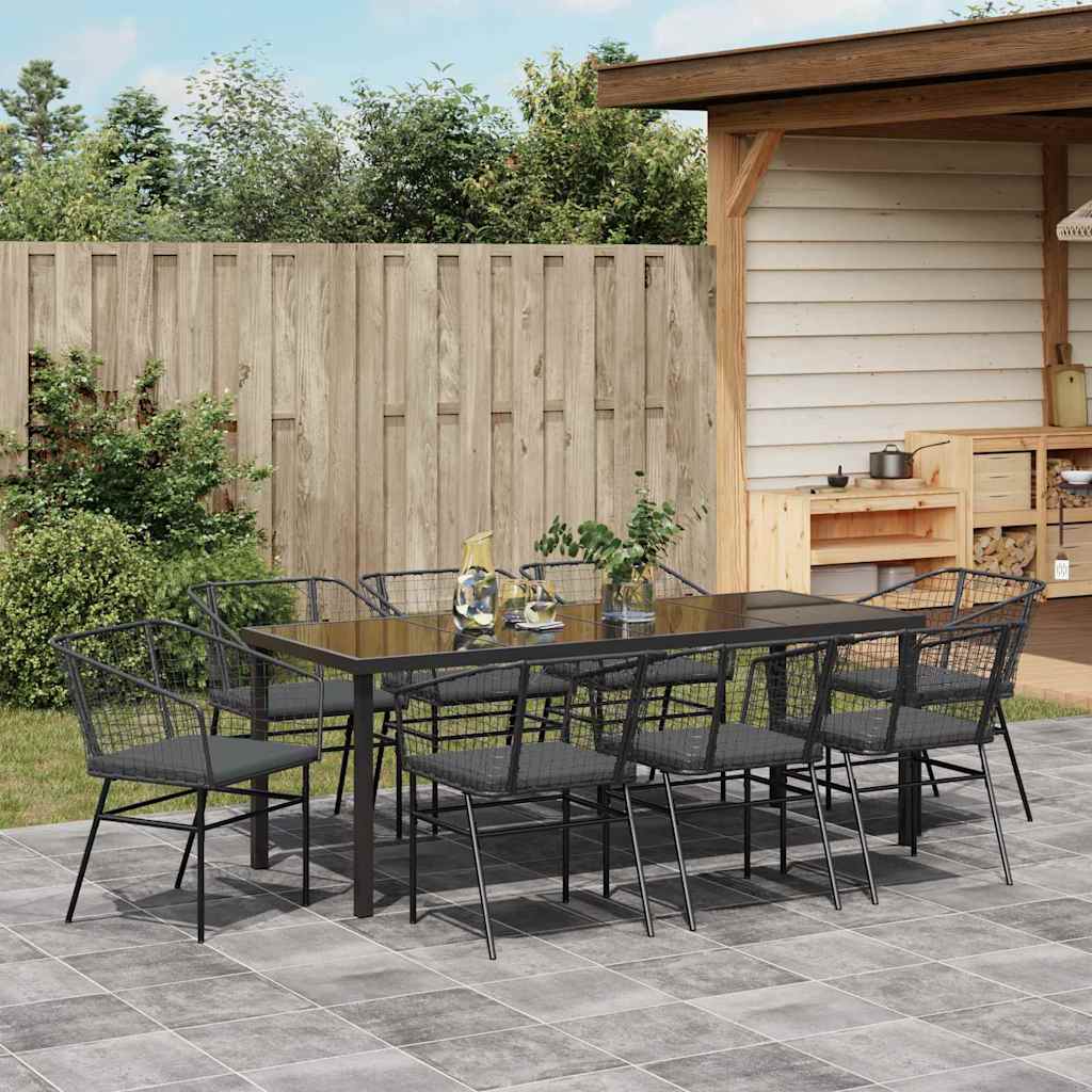 Have Spisebordssæt 9 pcs Sort polyrattan