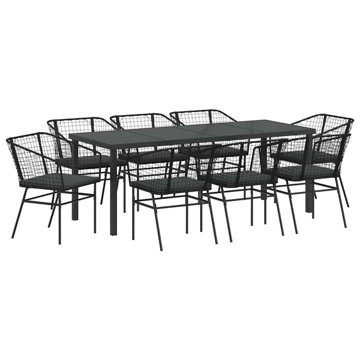 Have Spisebordssæt 9 pcs Sort polyrattan