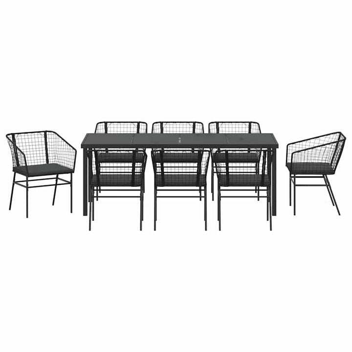 Have Spisebordssæt 9 pcs Sort polyrattan