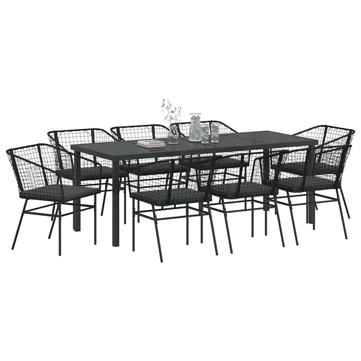 Have Spisebordssæt 9 pcs Sort polyrattan