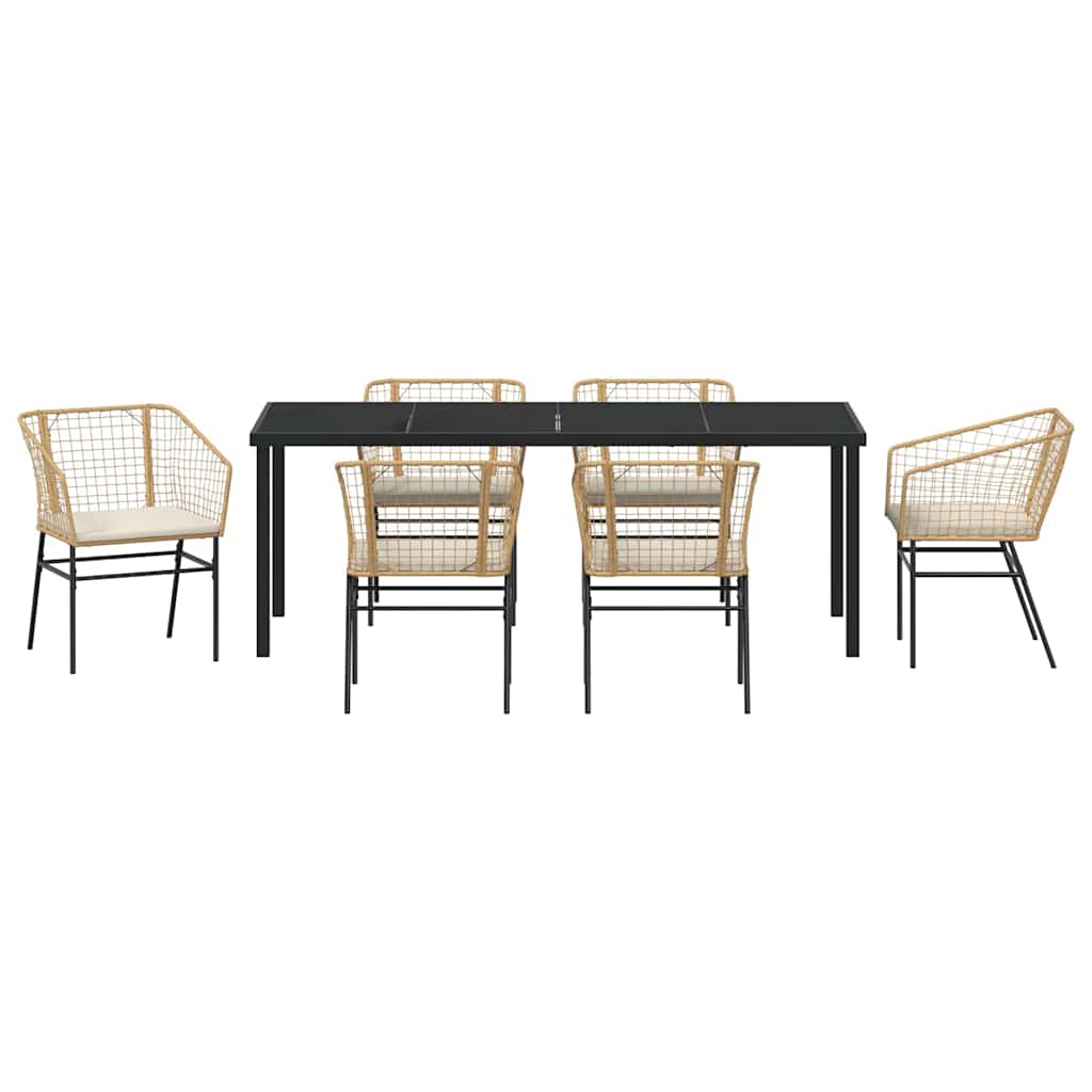 Have Spisebordssæt 7 pcs Brun polyrattan