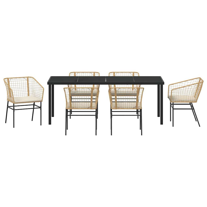 Have Spisebordssæt 7 pcs Brun polyrattan
