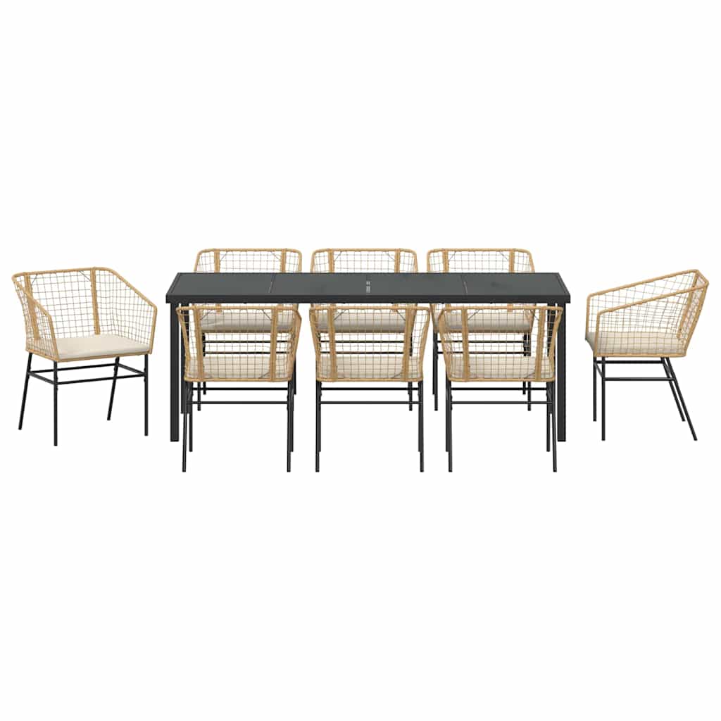 Have Spisebordssæt 9 pcs Brun polyrattan