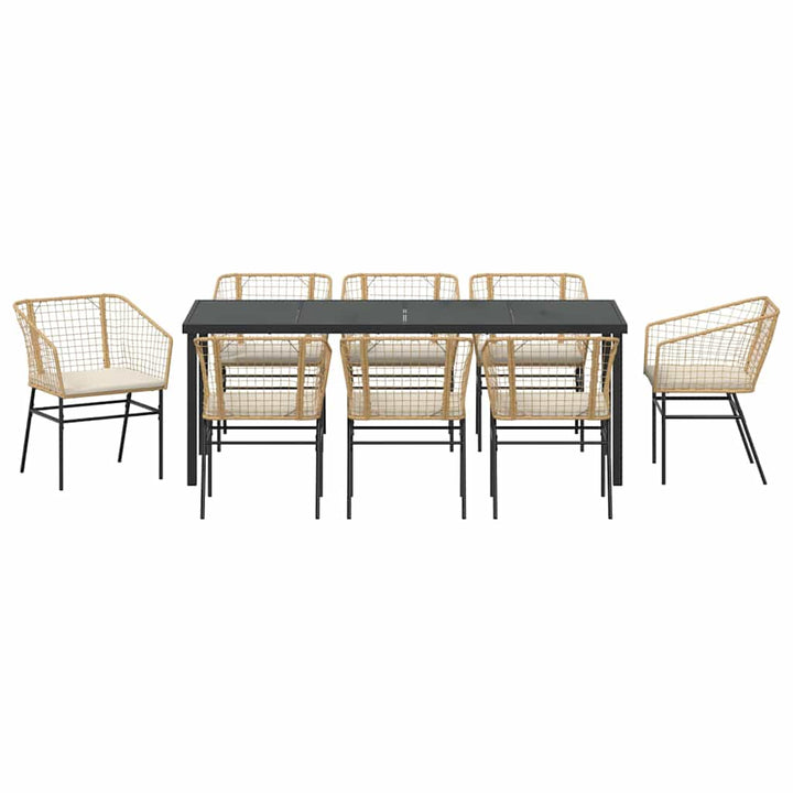 Have Spisebordssæt 9 pcs Brun polyrattan