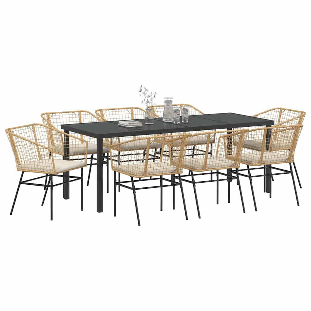 Have Spisebordssæt 9 pcs Brun polyrattan