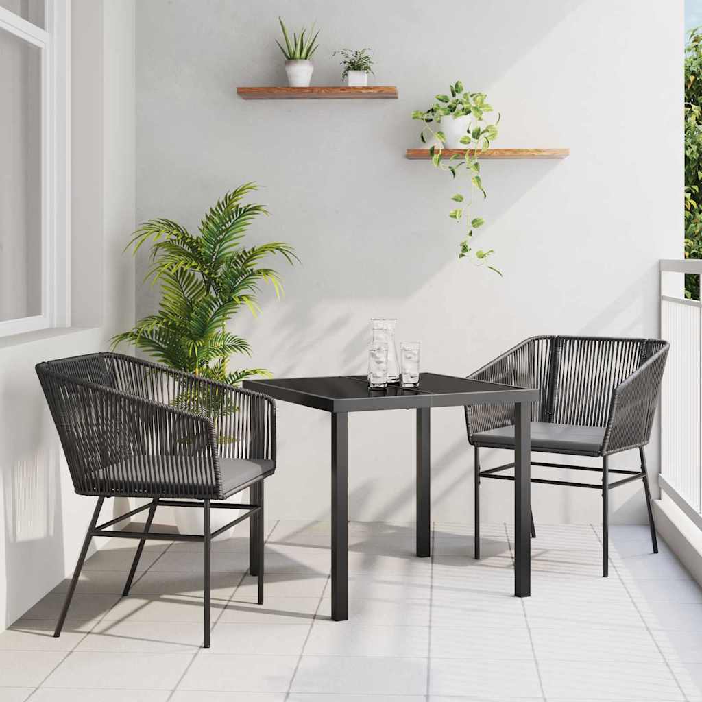 Have Spisebordssæt med pude 3 pcs Sort Pulverlakeret stål