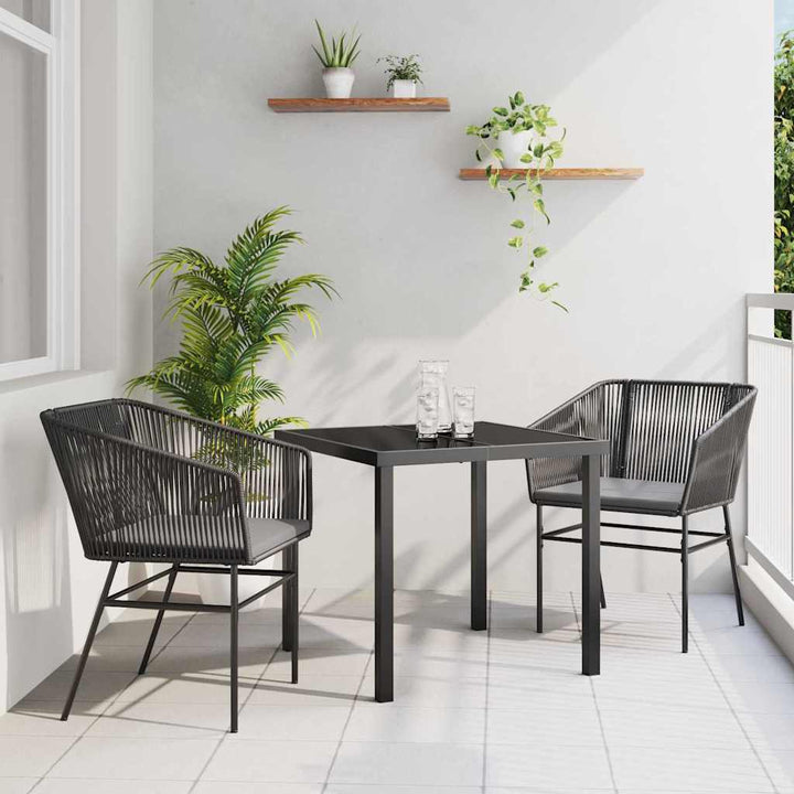 Have Spisebordssæt med pude 3 pcs Sort Pulverlakeret stål
