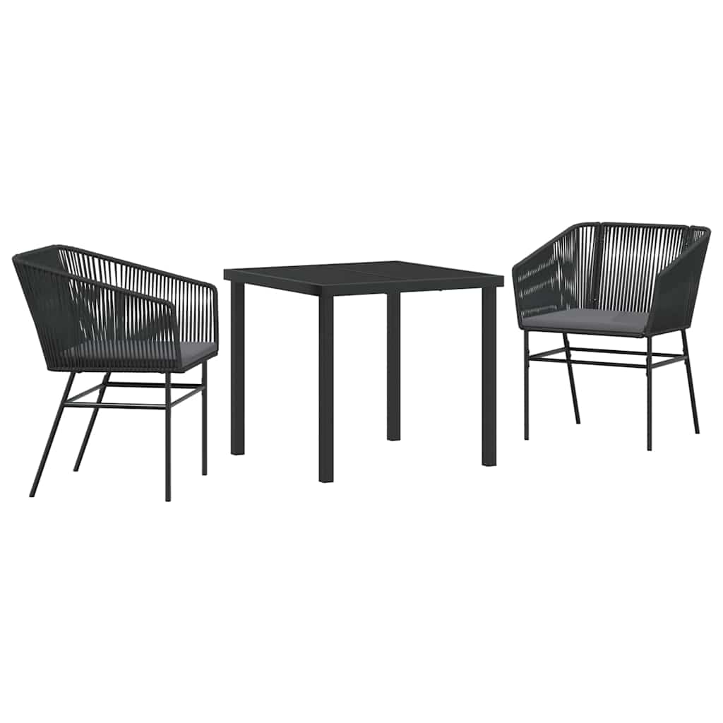 Have Spisebordssæt med pude 3 pcs Sort Pulverlakeret stål