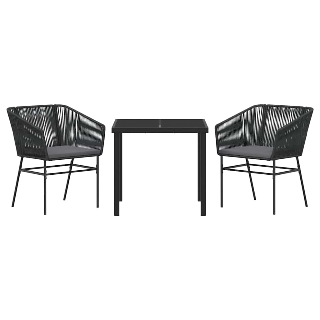 Have Spisebordssæt med pude 3 pcs Sort Pulverlakeret stål
