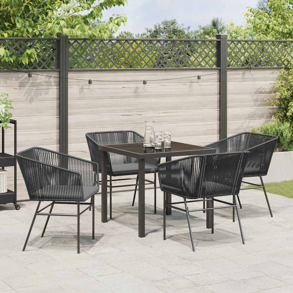 Have Spisebordssæt med pude 5 pcs Sort Pulverlakeret stål