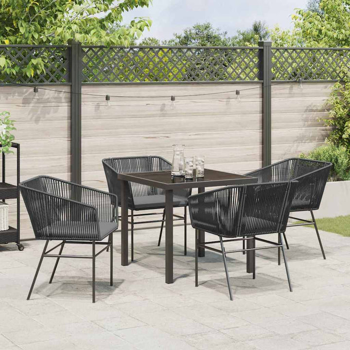 Have Spisebordssæt med pude 5 pcs Sort Pulverlakeret stål