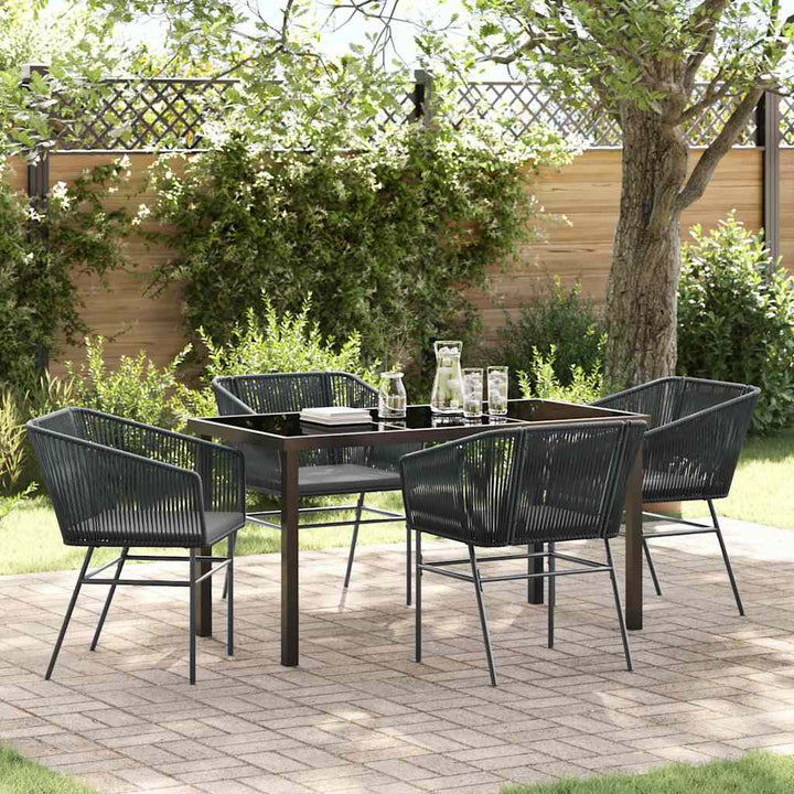 Have Spisebordssæt med pude 5 pcs Sort Pulverlakeret stål