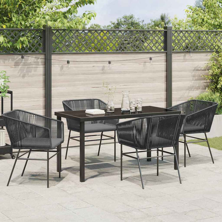 Have Spisebordssæt med pude 5 pcs Sort Pulverlakeret stål