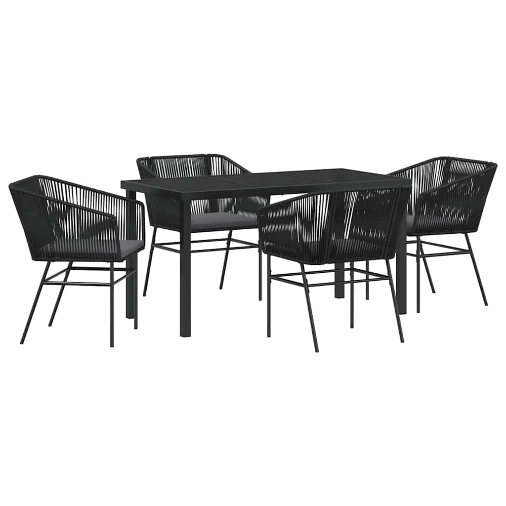 Have Spisebordssæt med pude 5 pcs Sort Pulverlakeret stål