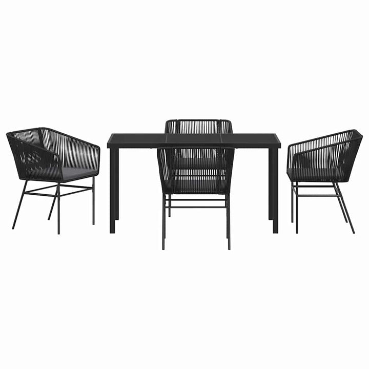 Have Spisebordssæt med pude 5 pcs Sort Pulverlakeret stål