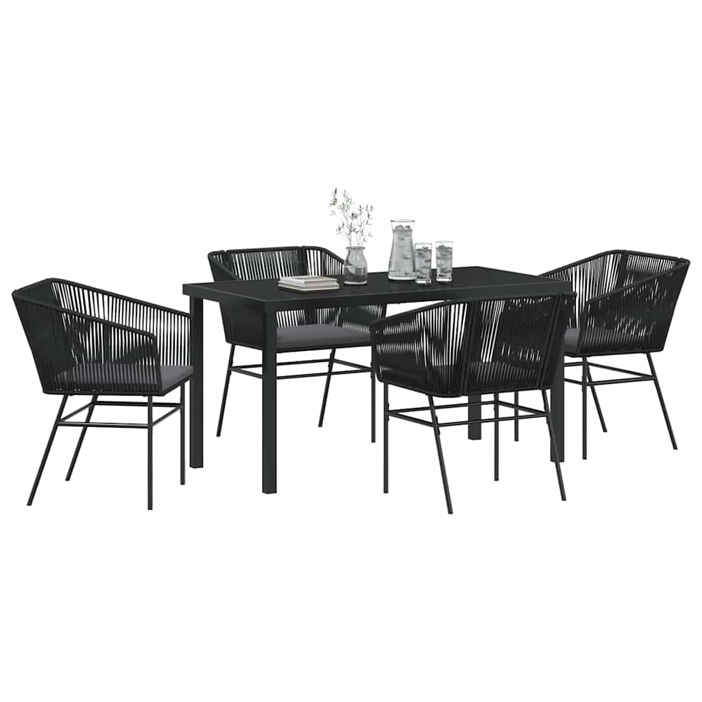 Have Spisebordssæt med pude 5 pcs Sort Pulverlakeret stål