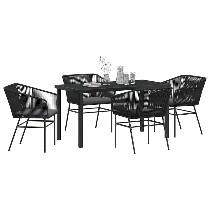 Have Spisebordssæt med pude 5 pcs Sort Pulverlakeret stål