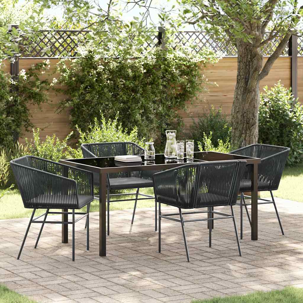 Have Spisebordssæt med pude 5 pcs Sort Pulverlakeret stål