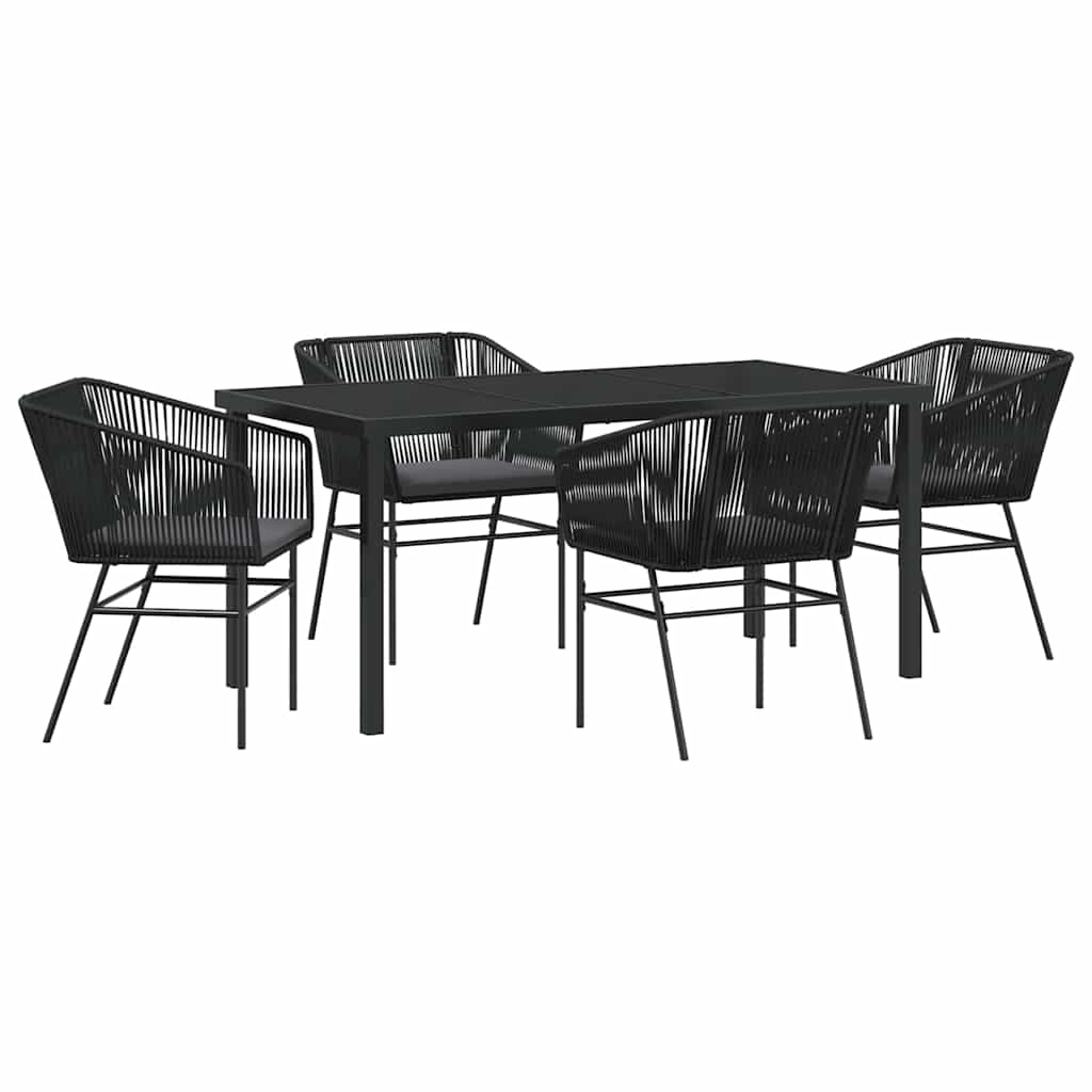 Have Spisebordssæt med pude 5 pcs Sort Pulverlakeret stål