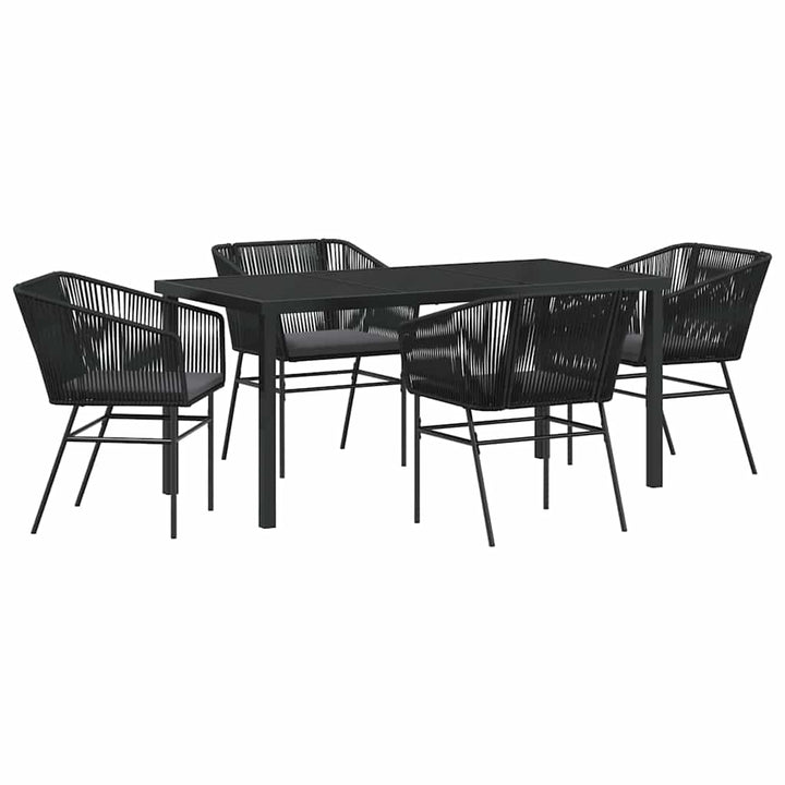 Have Spisebordssæt med pude 5 pcs Sort Pulverlakeret stål