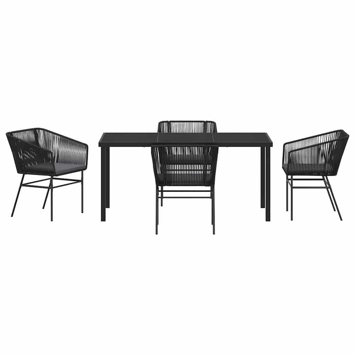 Have Spisebordssæt med pude 5 pcs Sort Pulverlakeret stål