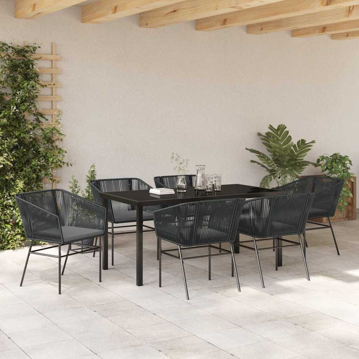Have Spisebordssæt med pude 7 pcs Sort Pulverlakeret stål
