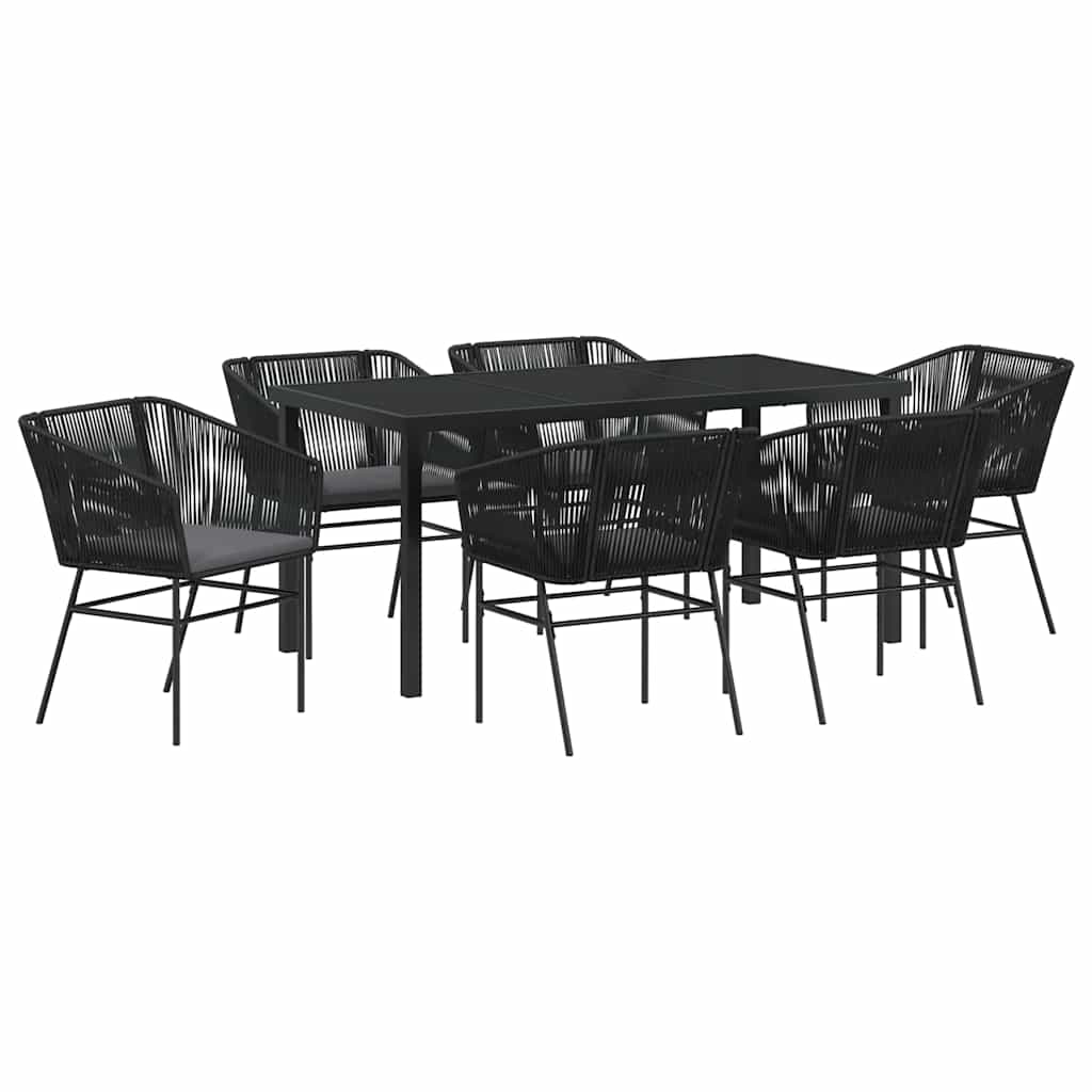Have Spisebordssæt med pude 7 pcs Sort Pulverlakeret stål