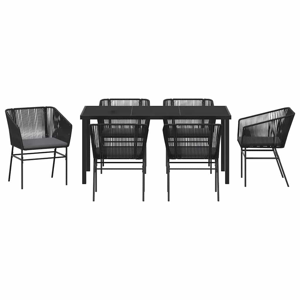 Have Spisebordssæt med pude 7 pcs Sort Pulverlakeret stål
