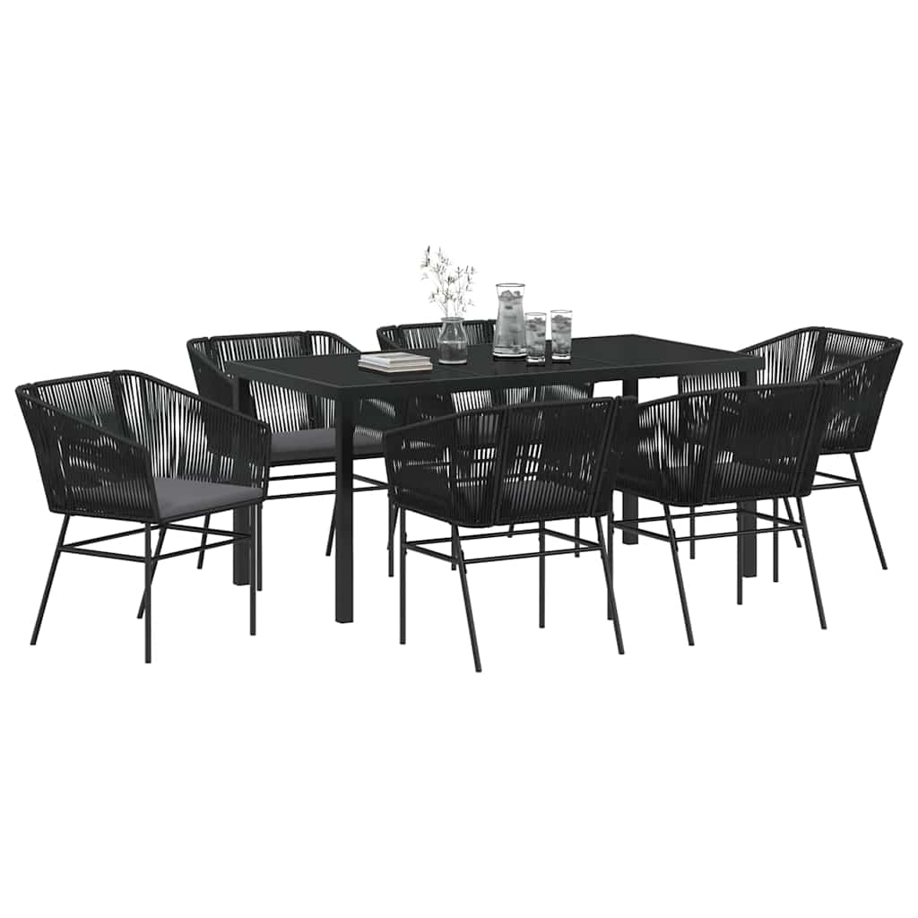 Have Spisebordssæt med pude 7 pcs Sort Pulverlakeret stål
