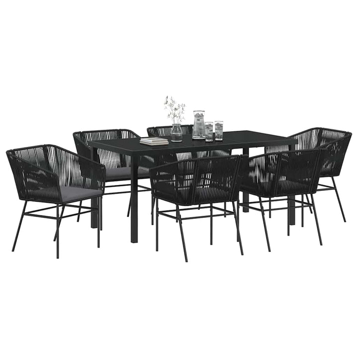 Have Spisebordssæt med pude 7 pcs Sort Pulverlakeret stål