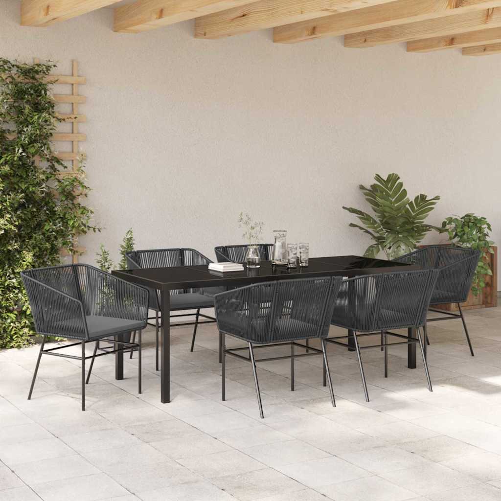 Have Spisebordssæt med pude 7 pcs Sort Pulverlakeret stål