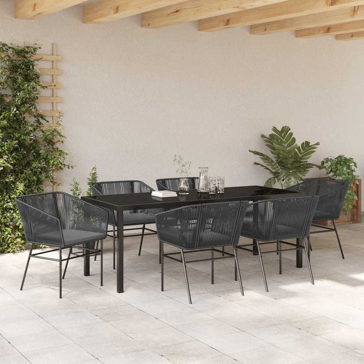 Have Spisebordssæt med pude 7 pcs Sort Pulverlakeret stål