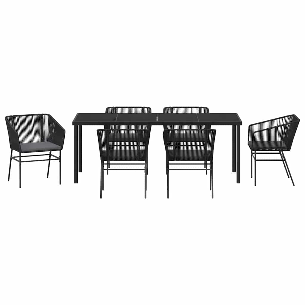 Have Spisebordssæt med pude 7 pcs Sort Pulverlakeret stål