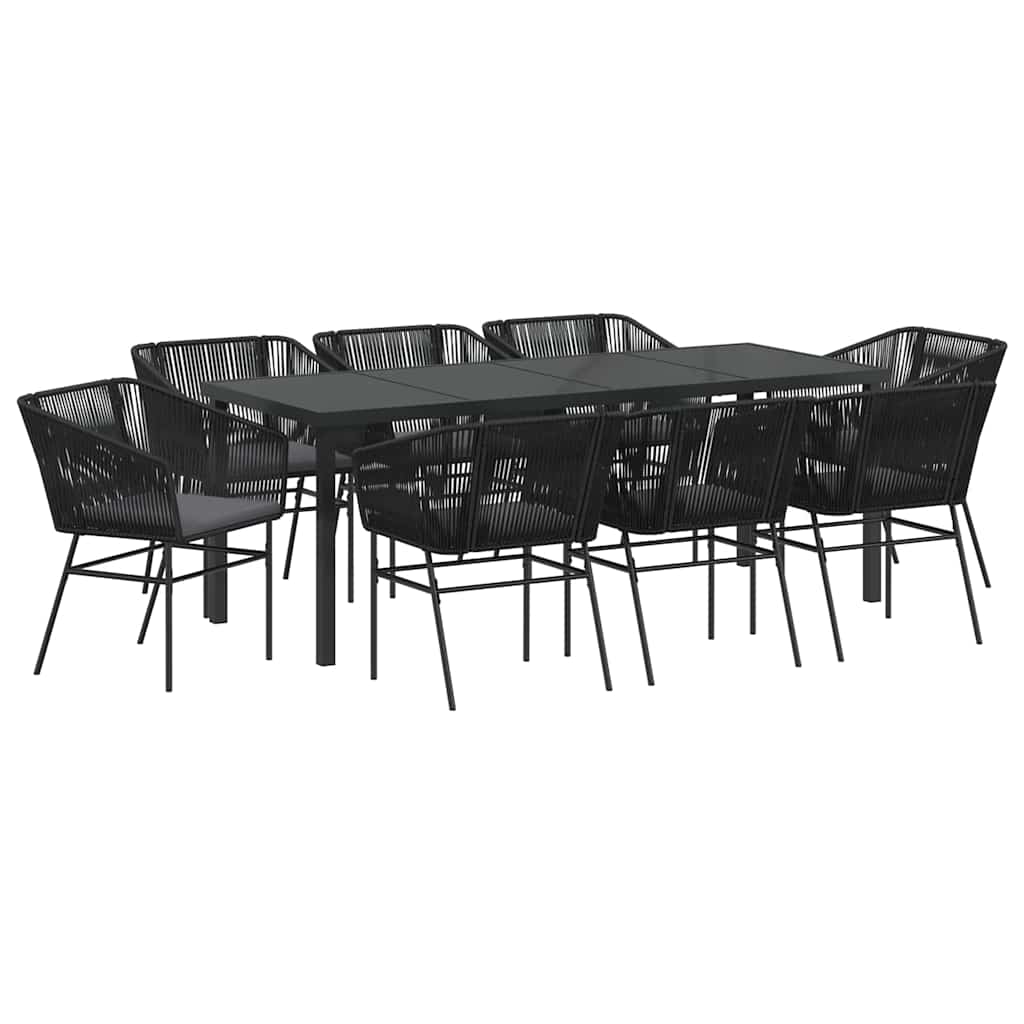 Have Spisebordssæt med pude 9 pcs Sort Pulverlakeret stål