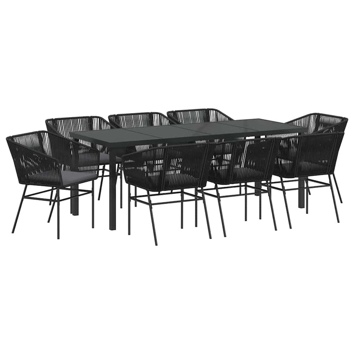 Have Spisebordssæt med pude 9 pcs Sort Pulverlakeret stål