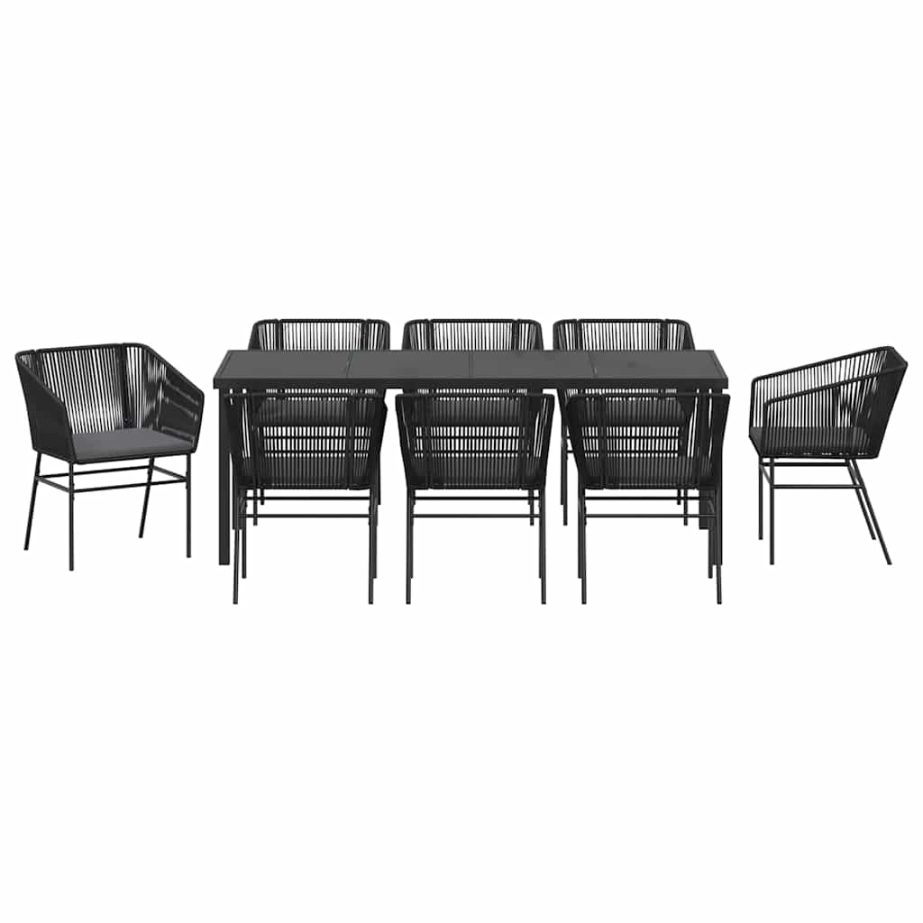 Have Spisebordssæt med pude 9 pcs Sort Pulverlakeret stål