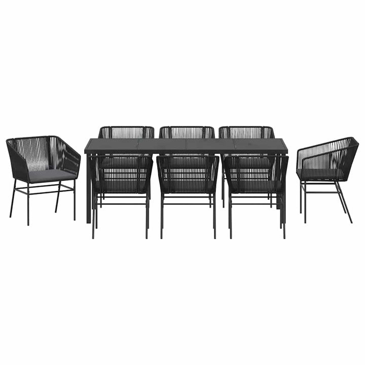 Have Spisebordssæt med pude 9 pcs Sort Pulverlakeret stål