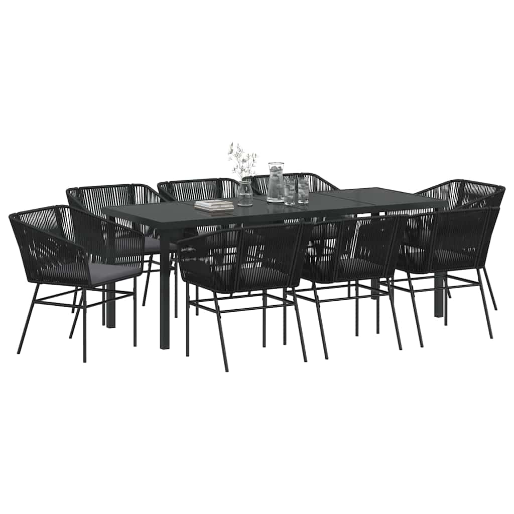 Have Spisebordssæt med pude 9 pcs Sort Pulverlakeret stål
