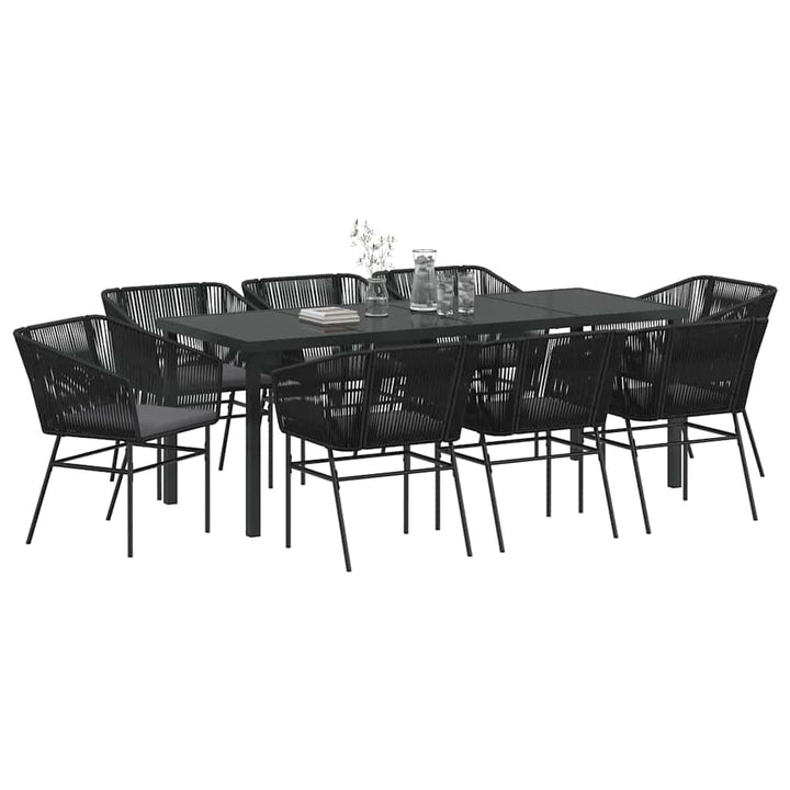Have Spisebordssæt med pude 9 pcs Sort Pulverlakeret stål