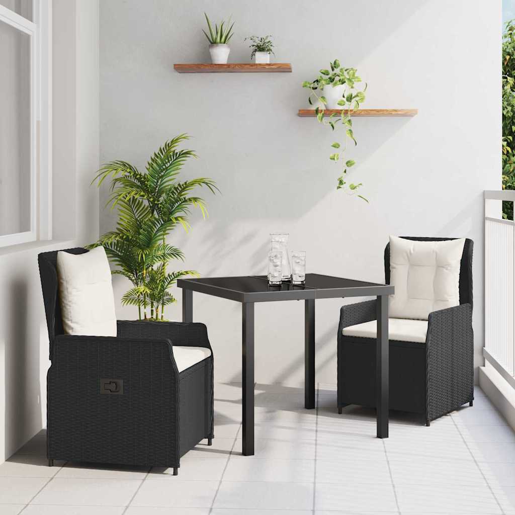 Have Spisebordssæt 3 pcs Sort polyrattan