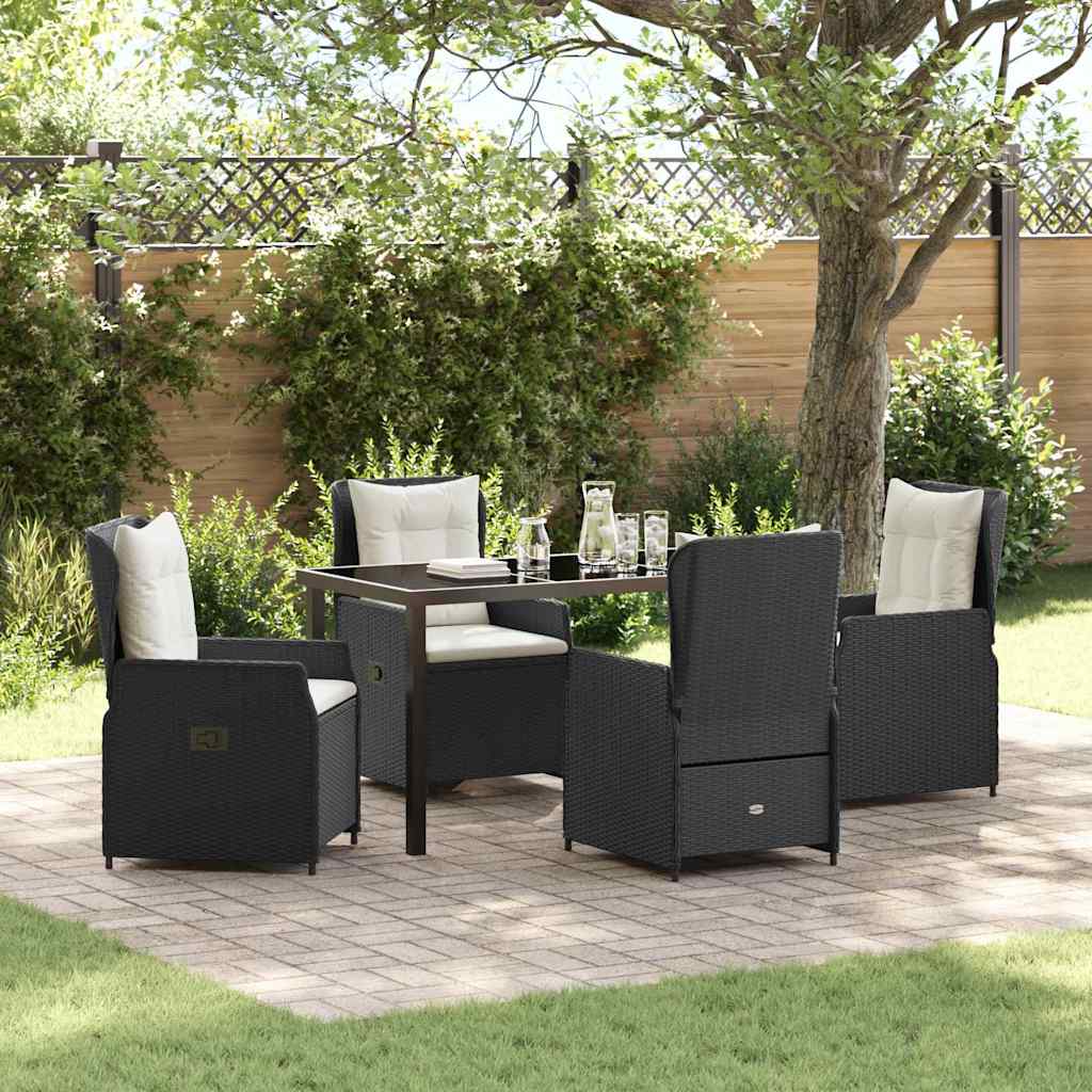 Have Spisebordssæt 5 pcs Sort polyrattan